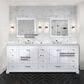 Lexora Home Dukes 84" Double Bathroom Vanity in White with 2 cm White Carrara Marble Top and Rectangular Sinks, , large