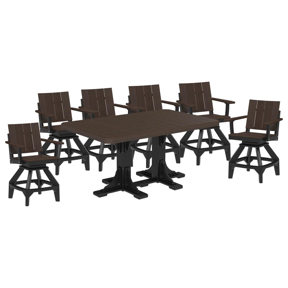 Amish Orchard 7-Piece Patio Counter Height Dining Set in Brazilian Walnut and Black, , large