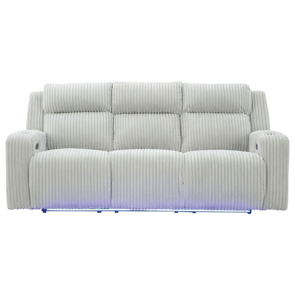 Ashley Forest Lake Power Reclining Sofa with Adjustable Headrest in Alloy Velvet, , large