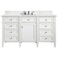 James Martin Vanities Brittany 60" Single Bathroom Vanity in Bright White with 3 cm Ethereal Noctis Quartz Top and Rectangular Sink, , large