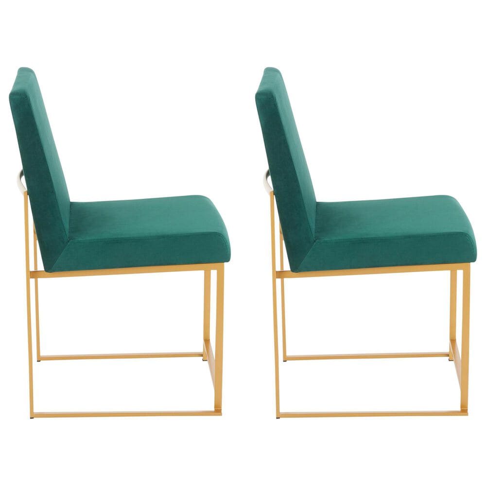 Lumisource Fuji Side Chair with Green Cushion in Gold &#40;Set of 2&#41;, , large