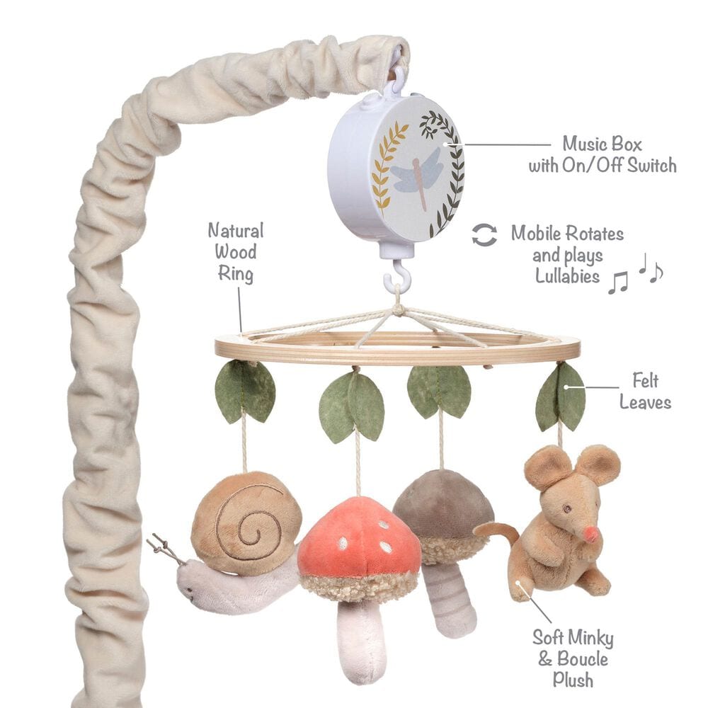 Lambs &amp; Ivy Mushroom Meadow Musical Baby Crib Mobile in Multicolor, , large