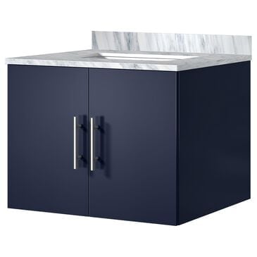 Lexora Home Geneva 24" Single Bathroom Vanity in Navy Blue with 2 cm White Carrara Marble Top and Rectangular Sink, , large