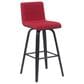 Armen Living Vienna Swivel Bar Height Stool with Red Upholstery in Black Brushed, , large