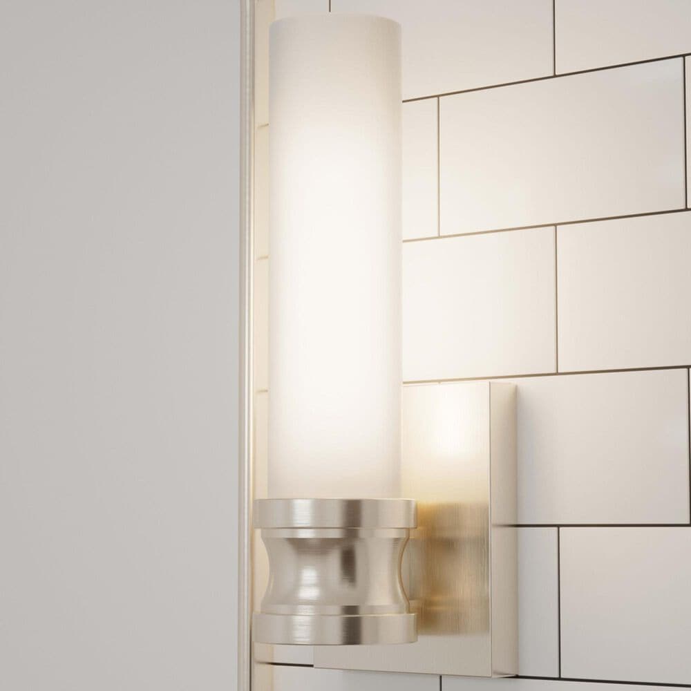 Hunter Lenlock 1-Light Wall Sconce with Cased White Shade in Brushed Nickel, , large