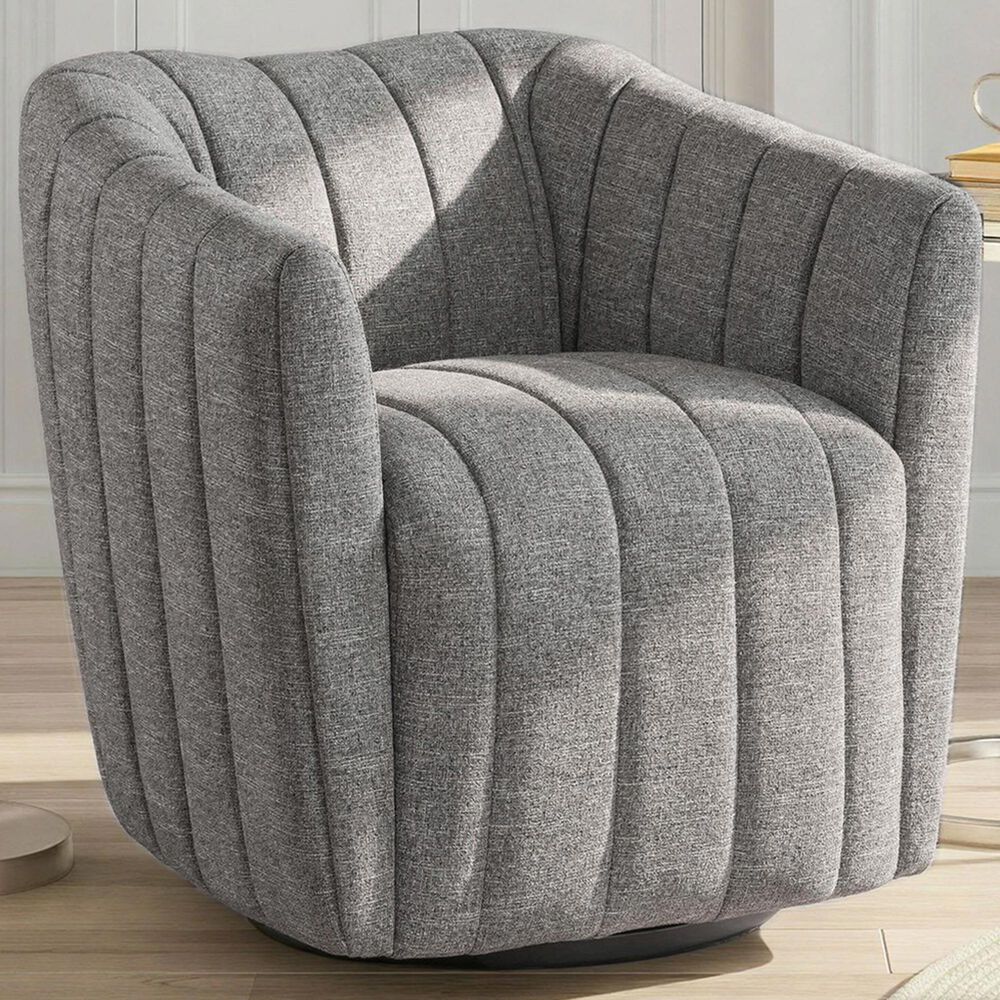 LumiSource Finley Swivel Accent Chair in Grey, , large