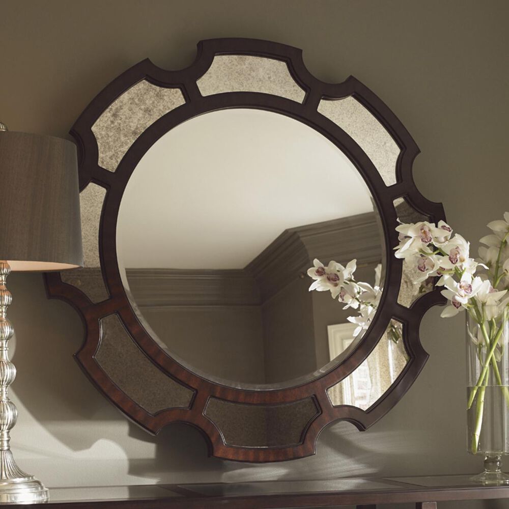 Lexington Furniture Kensington Place Del Mar Round Mirror in Dark Brown, , large