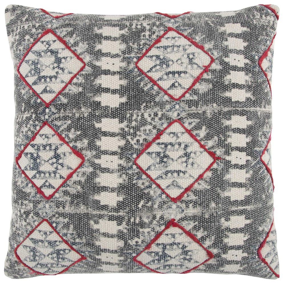 Rizzy Home 20" x 20" Pillow Cover in Grey and Red, , large