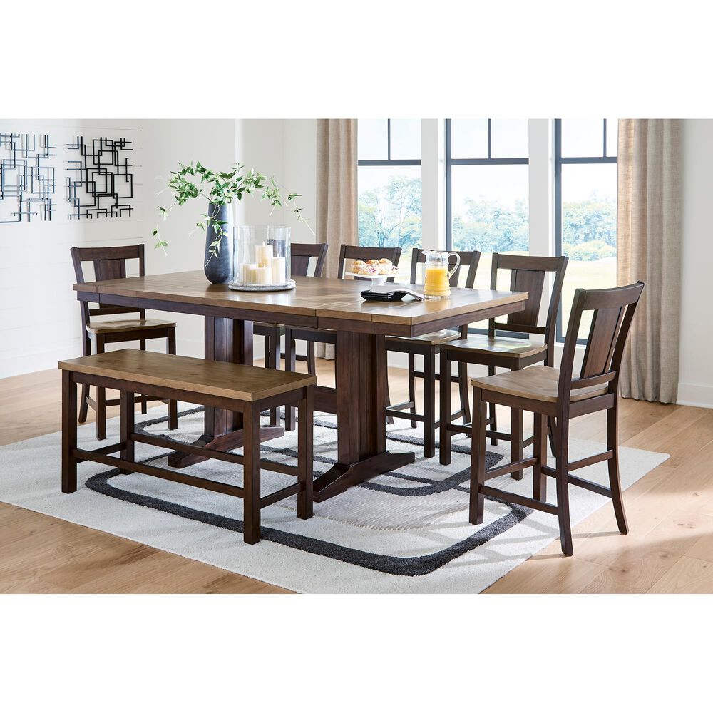Ashley Rylandeen Counter Dining Bench in Light Brown and Dark Brown, , large
