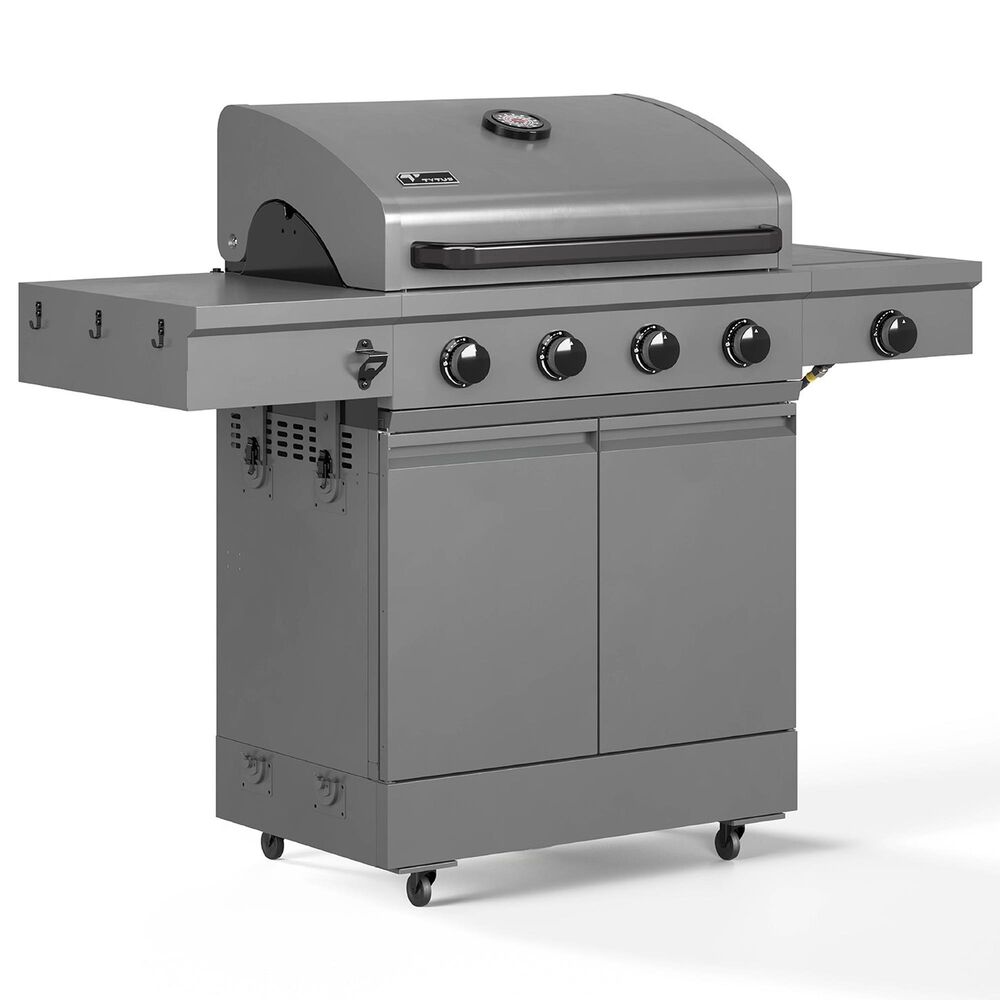 Tytus Anaheim and Emberwood 4-Burner Gas Grill and Grill Prep Cart in Gunmetal Gray, , large