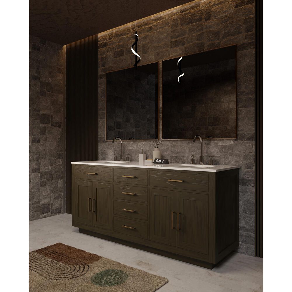 Lexora Home Abbey 72&quot; Double Bathroom Vanity in Brown Oak with 2 cm White Cultured Marble Top and Rectangular Sinks, , large