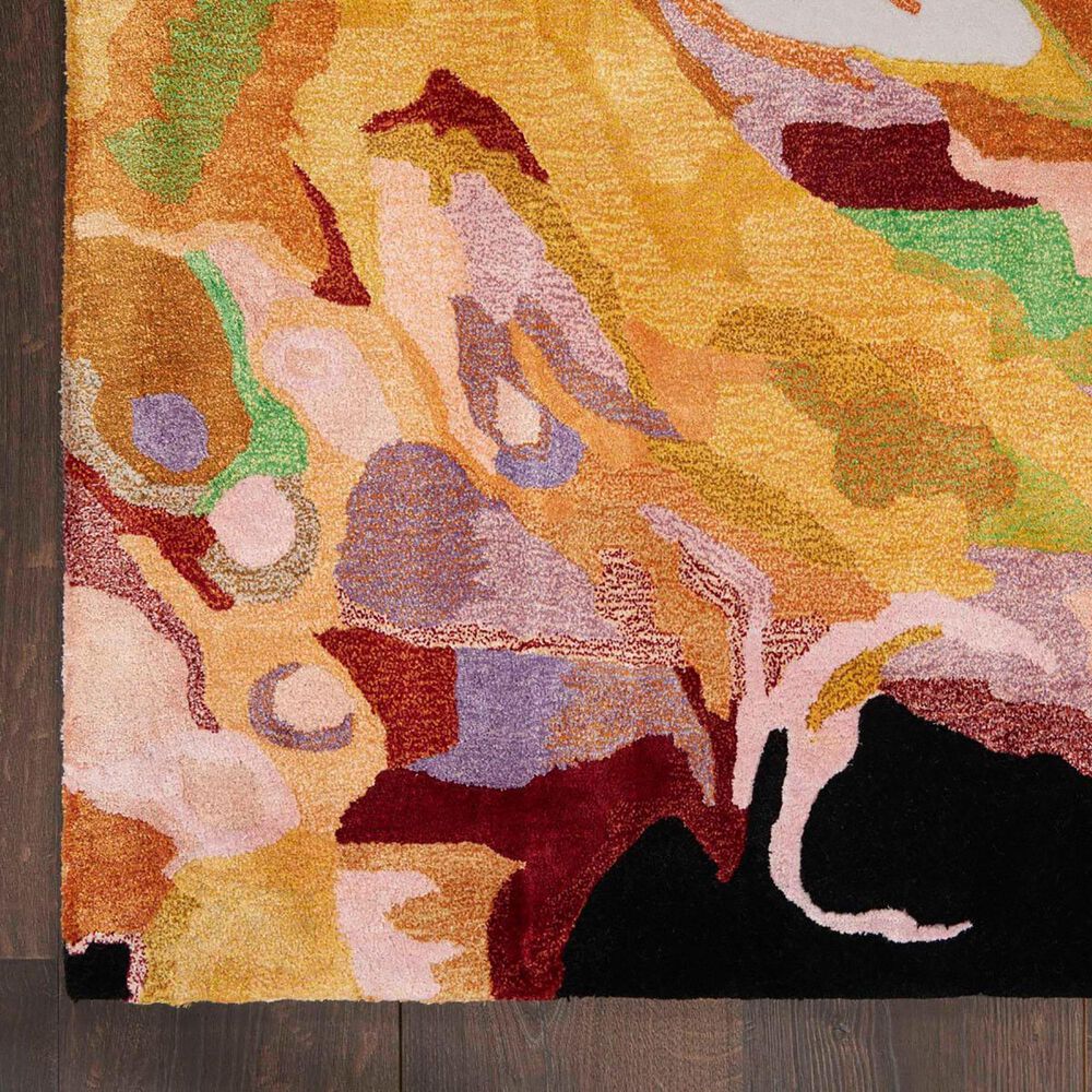 Nourison Prismatic 2&#39; x 3&#39; Golden Yellow, Ivory, Pink, Red, Purple, Grey and Black Area Rug, , large