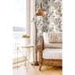 Harry and Grace Ink Rose 216" x 20.5" Peel and Stick Wallpaper in Mocha and Blue Mist, , large