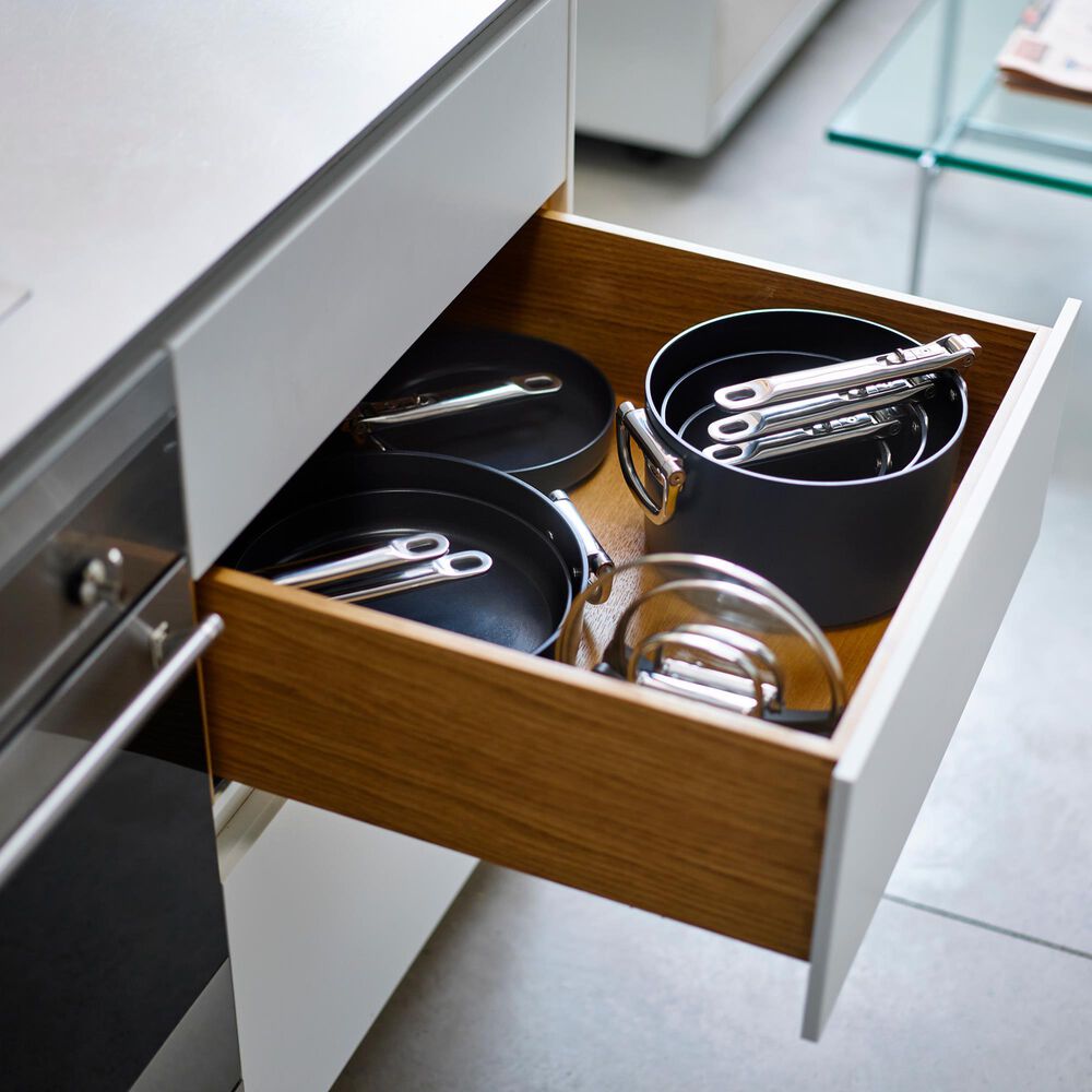 Joseph Joseph Space 6-Piece Non-Stick Ceramic Saucepan Set with Folding Handles in Midnight Blue, , large