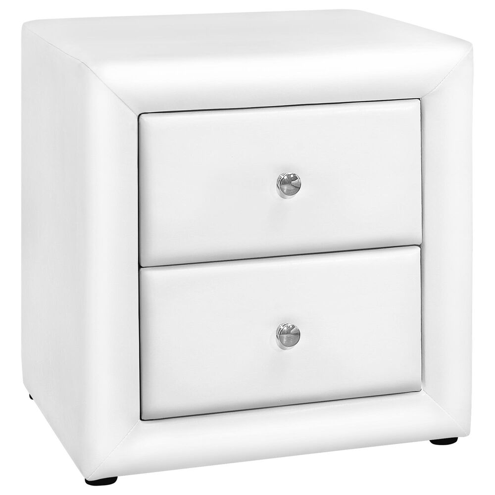 Monarch Specialties 2 Drawer Nightstand in White, , large