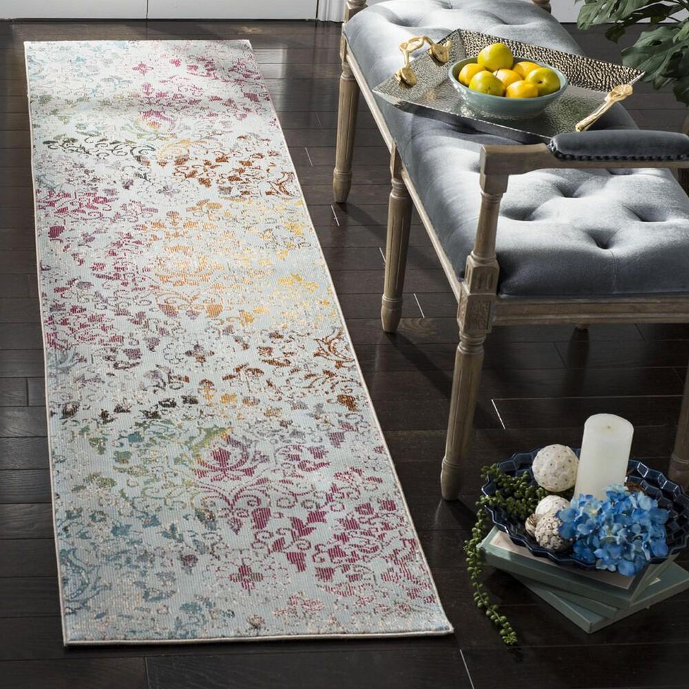 Safavieh Aria ARA172B 2&#39; x 8&#39; Blue and Multicolor Runner, , large