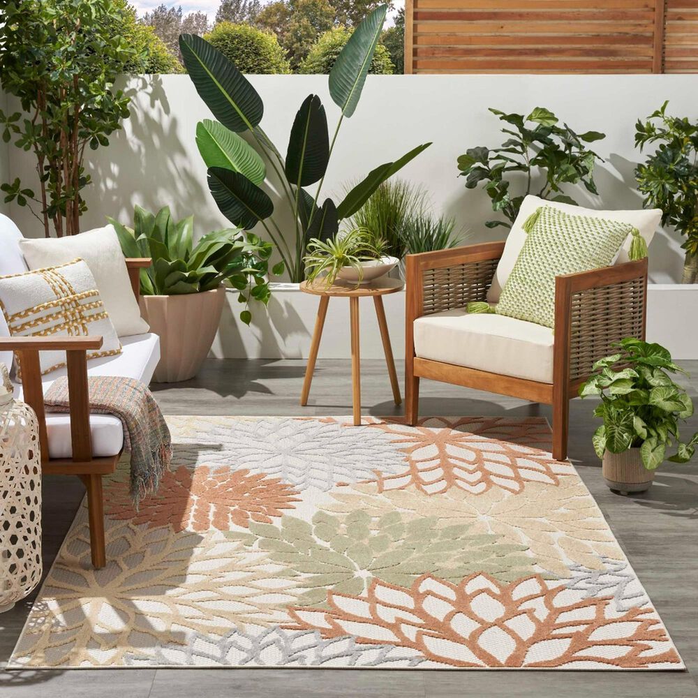 Nourison Aloha ALH05 3&#39;6&quot; x 5&#39;6&quot; Ivory and Multicolor Indoor/Outdoor Area Rug, , large