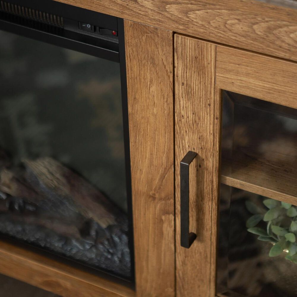 Walker Edison 58" Tall Fireplace TV Stand in Barnwood NFM