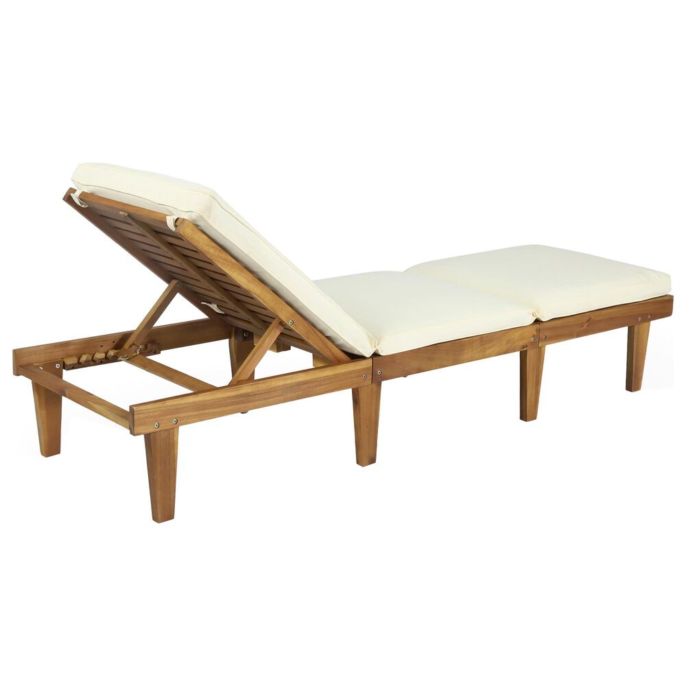 Hearth and Haven Ariana Outdoor Wood Chaise Lounge with Cushions in Teak, , large