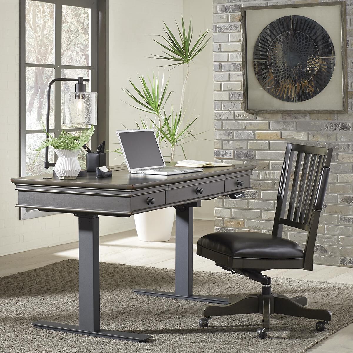 こめぽん様Desk Med 60×120 Upstand 48W x 24D Standing Desk with Dual Monitor Arm | Bestar