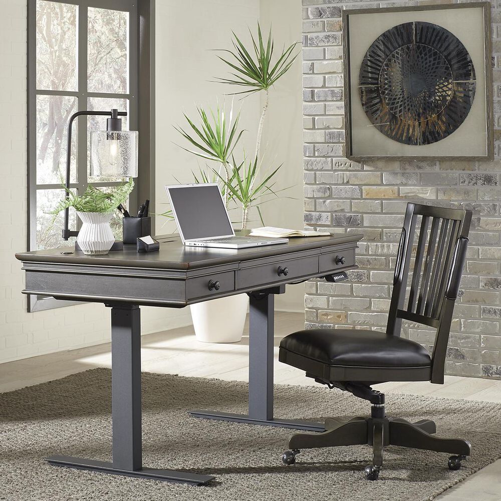 Riva Ridge Oxford 60&quot; Adjustable Desk in Peppercorn, , large