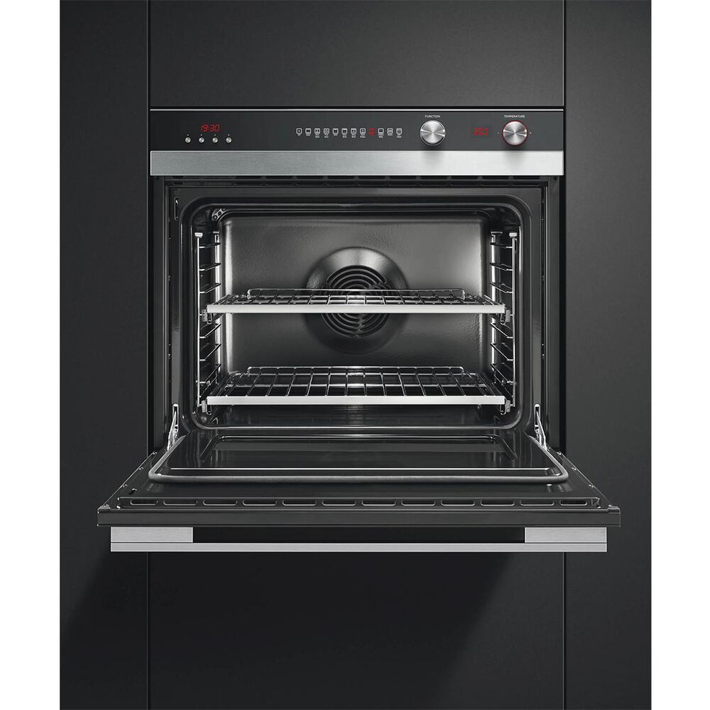 Fisher &amp; Paykel 30 4.1 Cu Ft Built-in Single Wall Oven in Brushed Stainless Steel with Black Glass, , large
