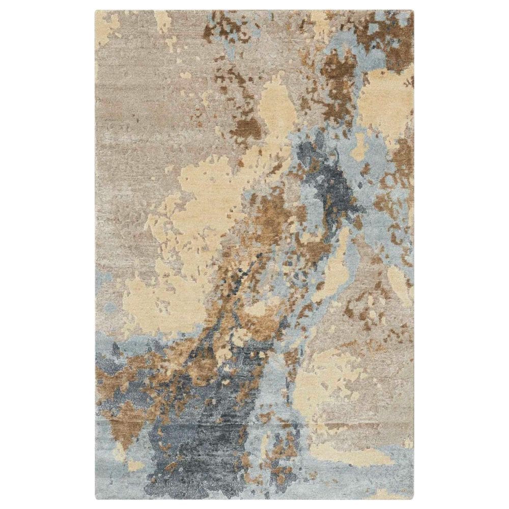 Nourison Silk Shadows 3"9" x 5"9" Beige and Blue Area Rug, , large