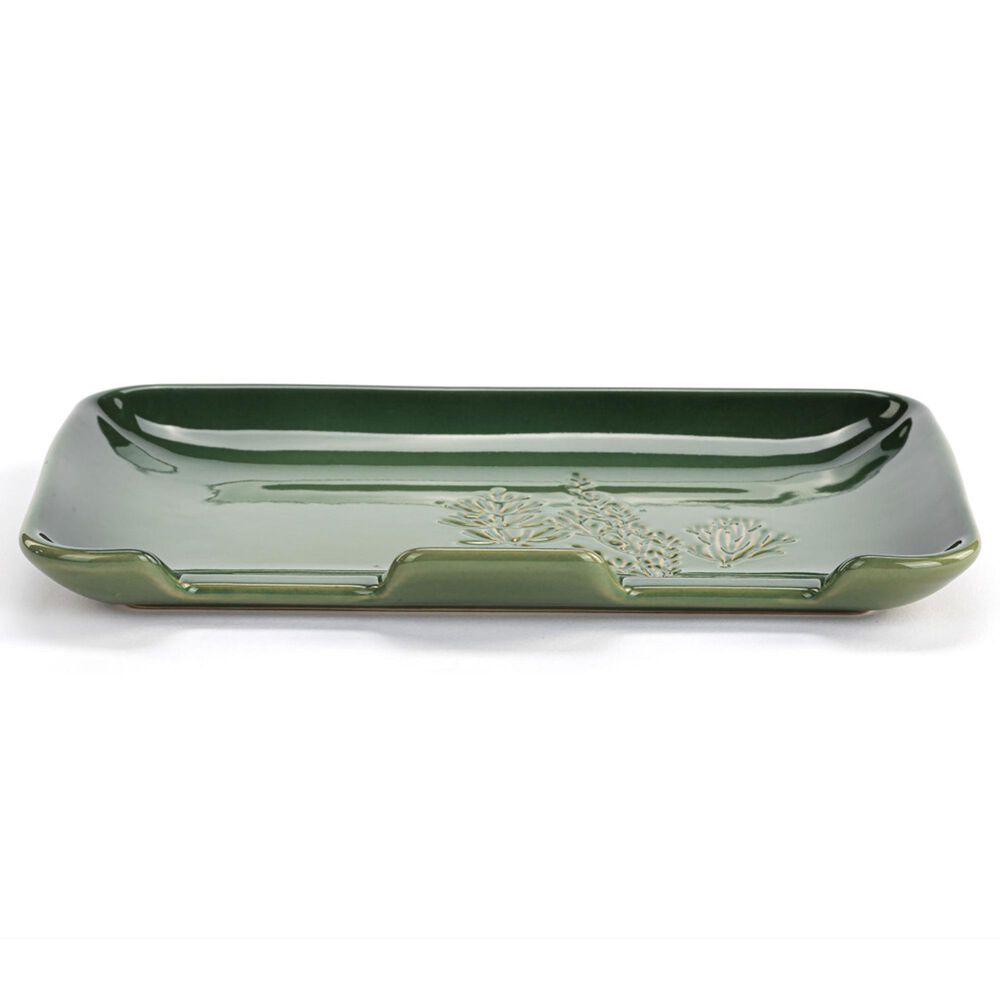 Demdaco Green Pressed Floral Double Spoon Rest, , large