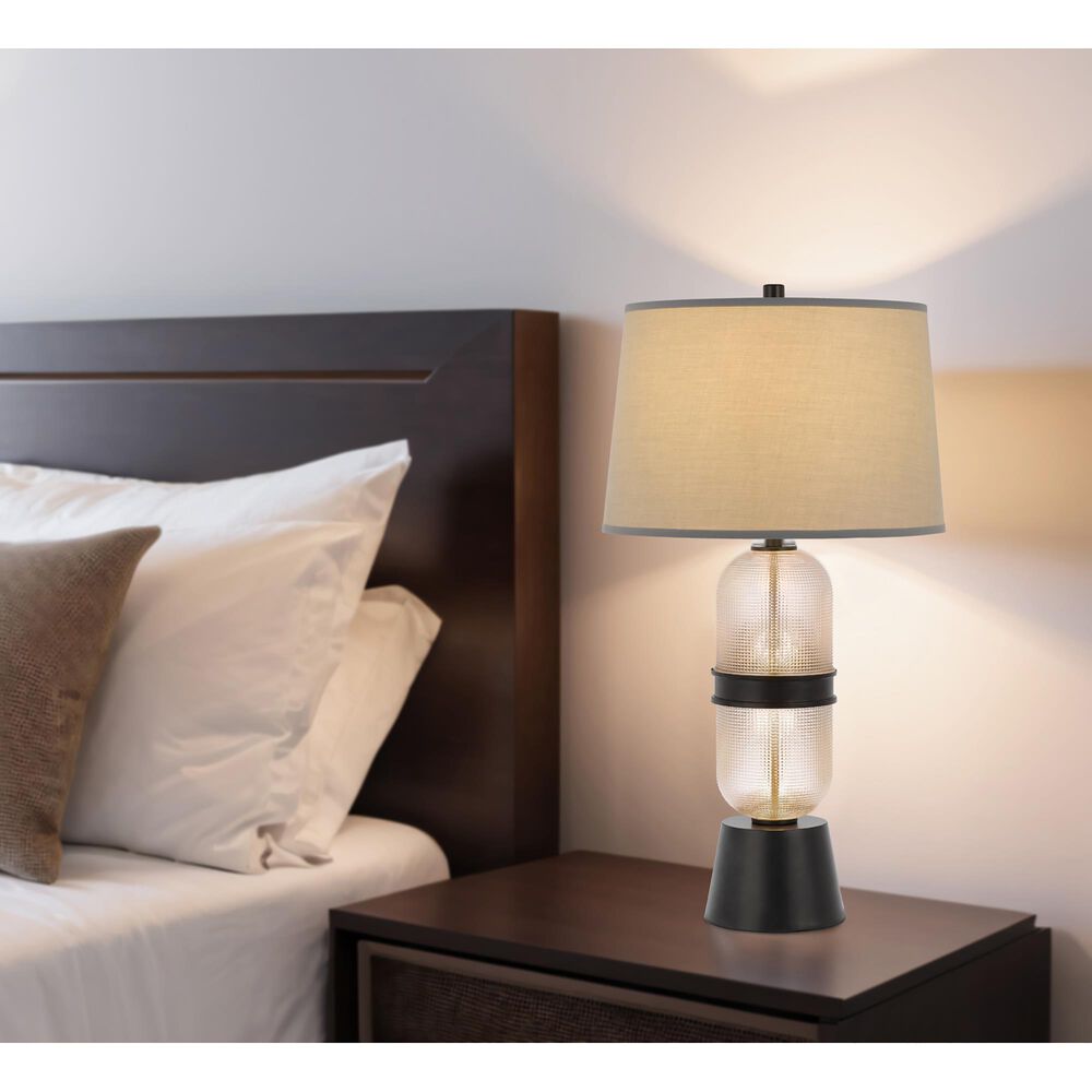 Cal Lighting Sesto Glass Table Lamp in Frosted Glass and Black, , large