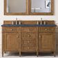 James Martin Vanities Brittany 60" Double Bathroom Vanity in Saddle Brown with 3 cm Charcoal Soapstone Quartz Top and Rectangular Sinks, , large