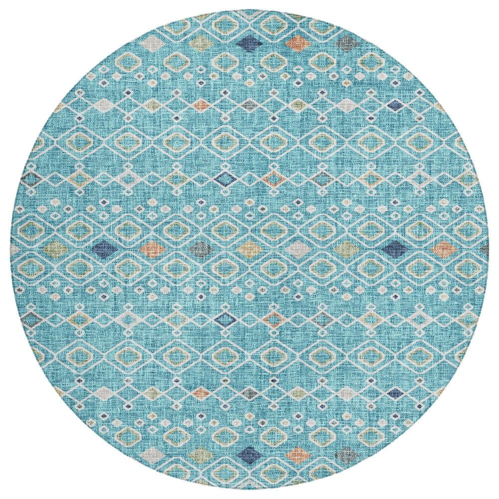Dalyn Rug Company Portico PO4 Teal 8" Round Area Rug, , large