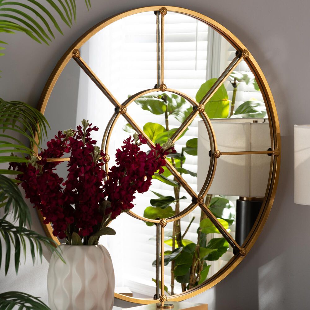 Baxton Studio Ohara Accent Wall Mirror in Gold, , large
