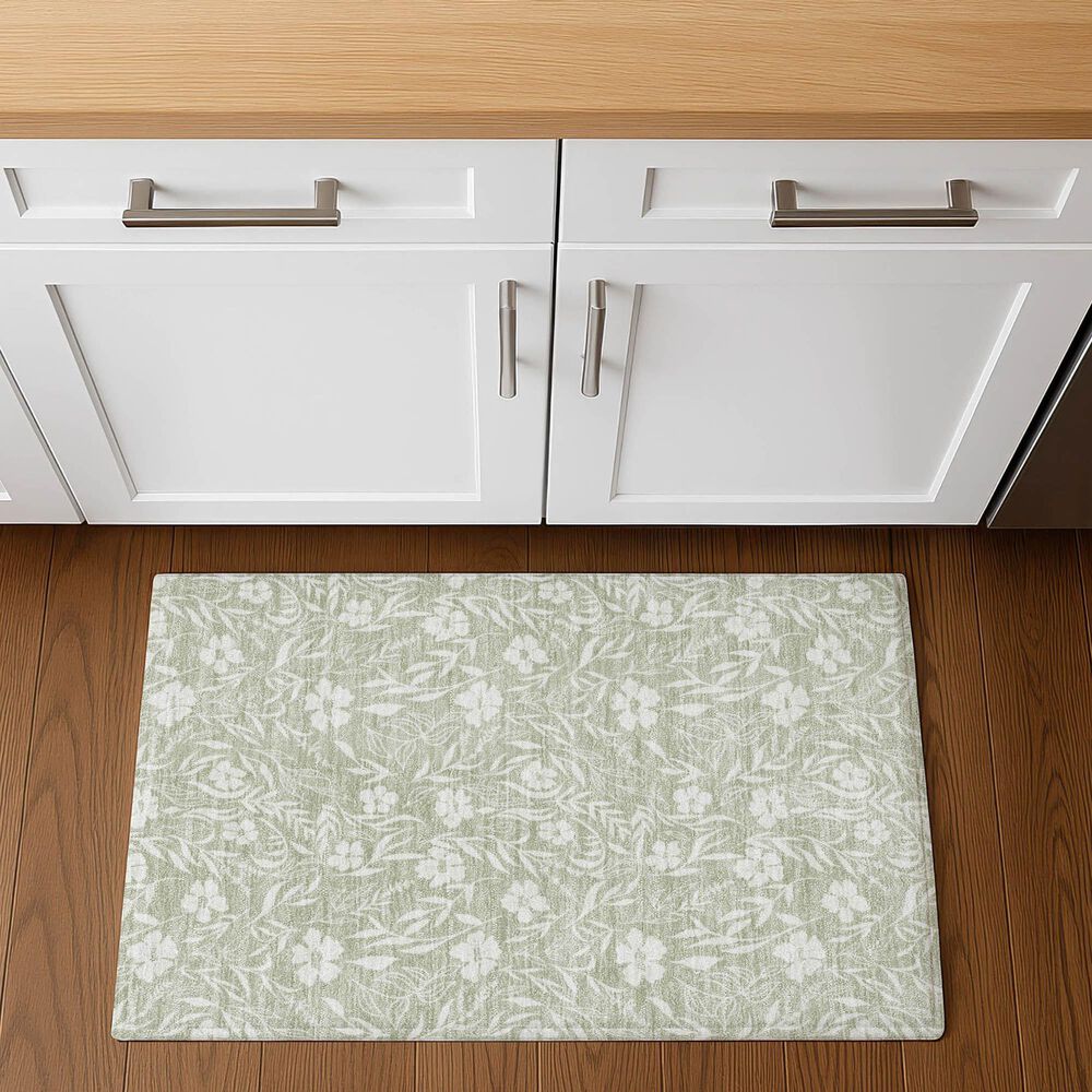 Dalyn Rug Company Soft Essentials Floral Celery 1'8" x 2'6" Indoor/Outdoor Area Rug, , large