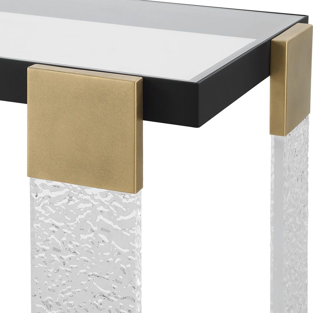 Uttermost Bendena Side Table in Satin Black and Brass, , large