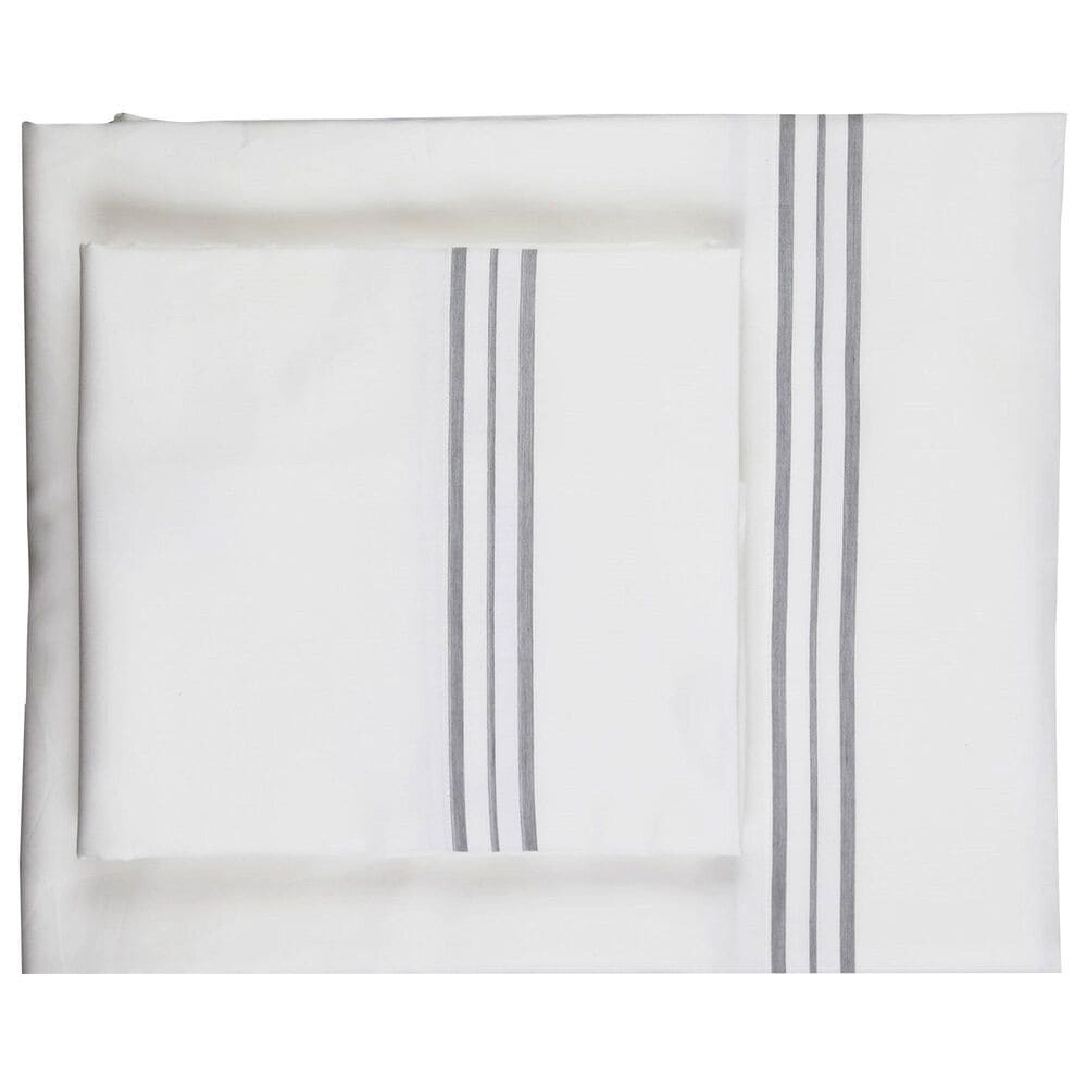 Ann Gish Art Of Home 4-Piece Queen Hem Stripe Sheet Set In White Grey, , large