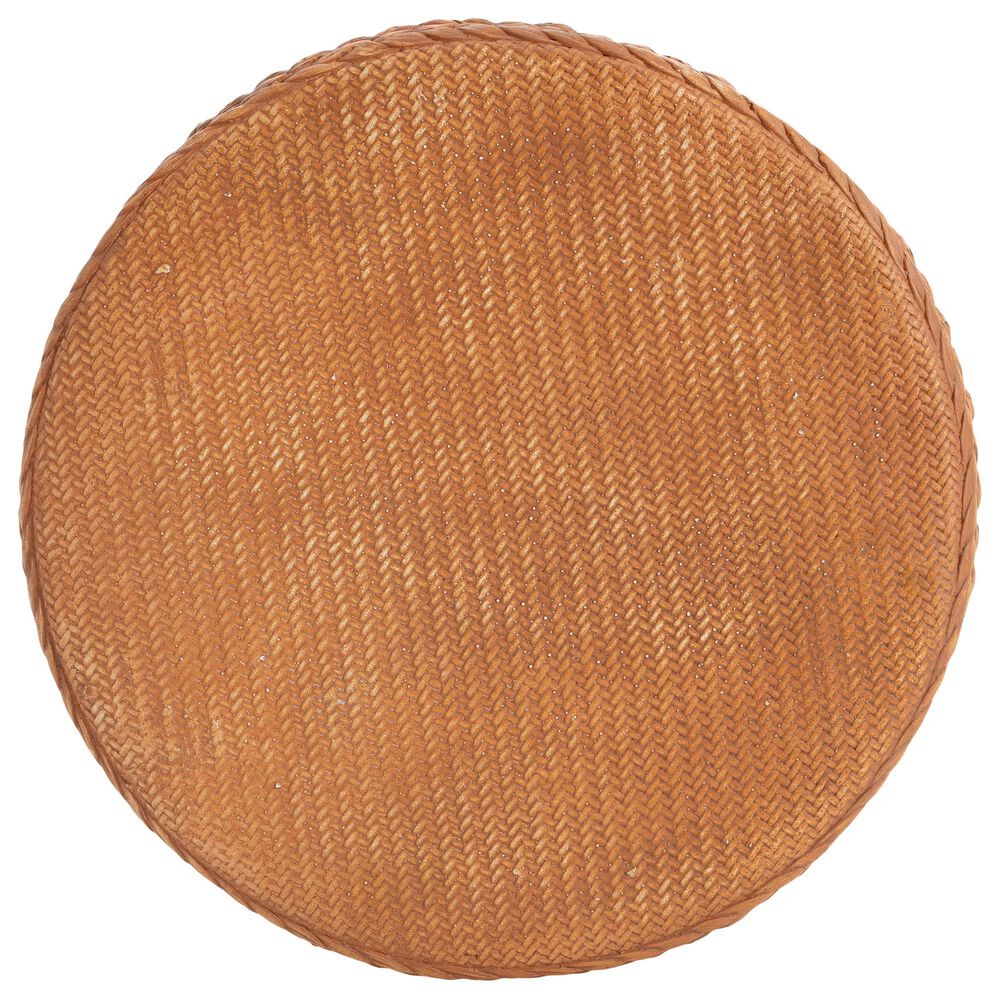 Hearth and Haven Evie Outdoor Round Side Table with Basket Weave Pattern in Brown, , large