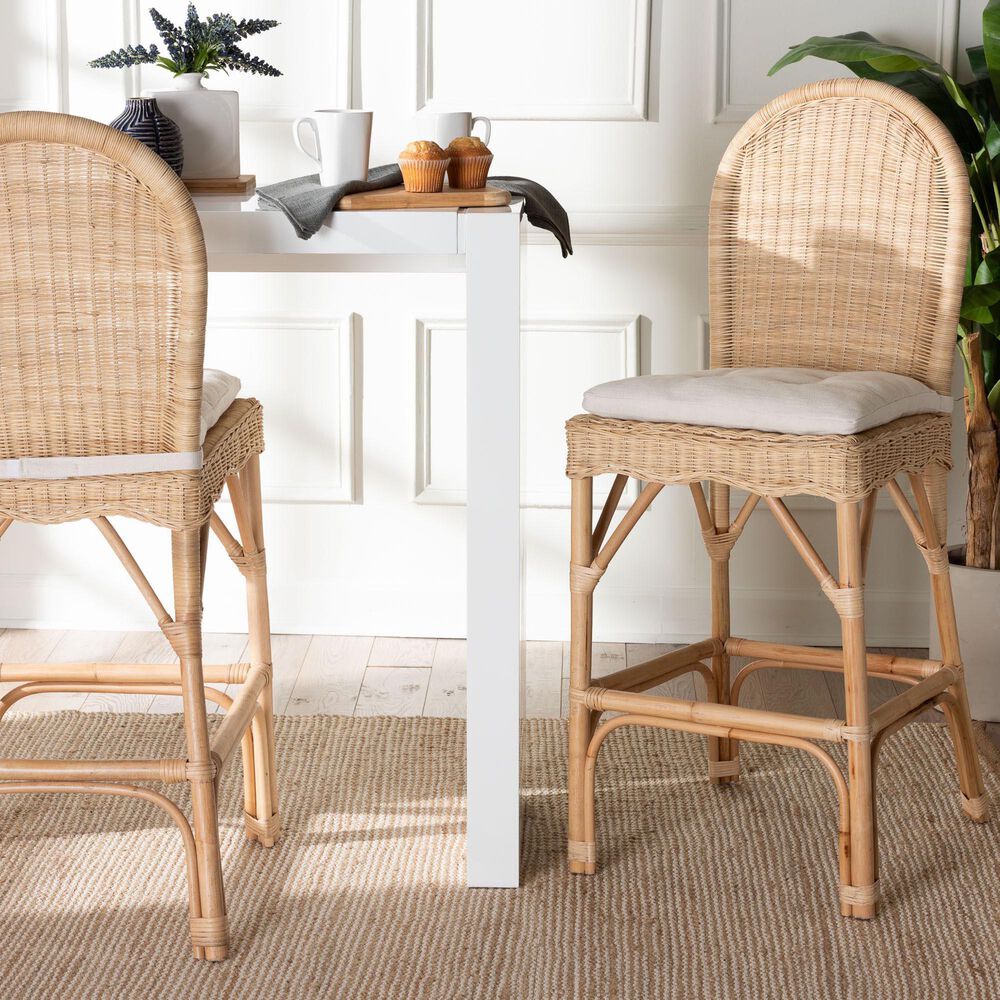 Baxton Studio Bilu Bar Stool in Light Honey (Set of 2), , large