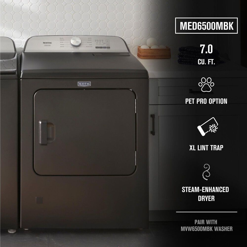 Maytag Pet Pro 7.0 Cu. Ft. Electric Dryer in Volcano Black, , large