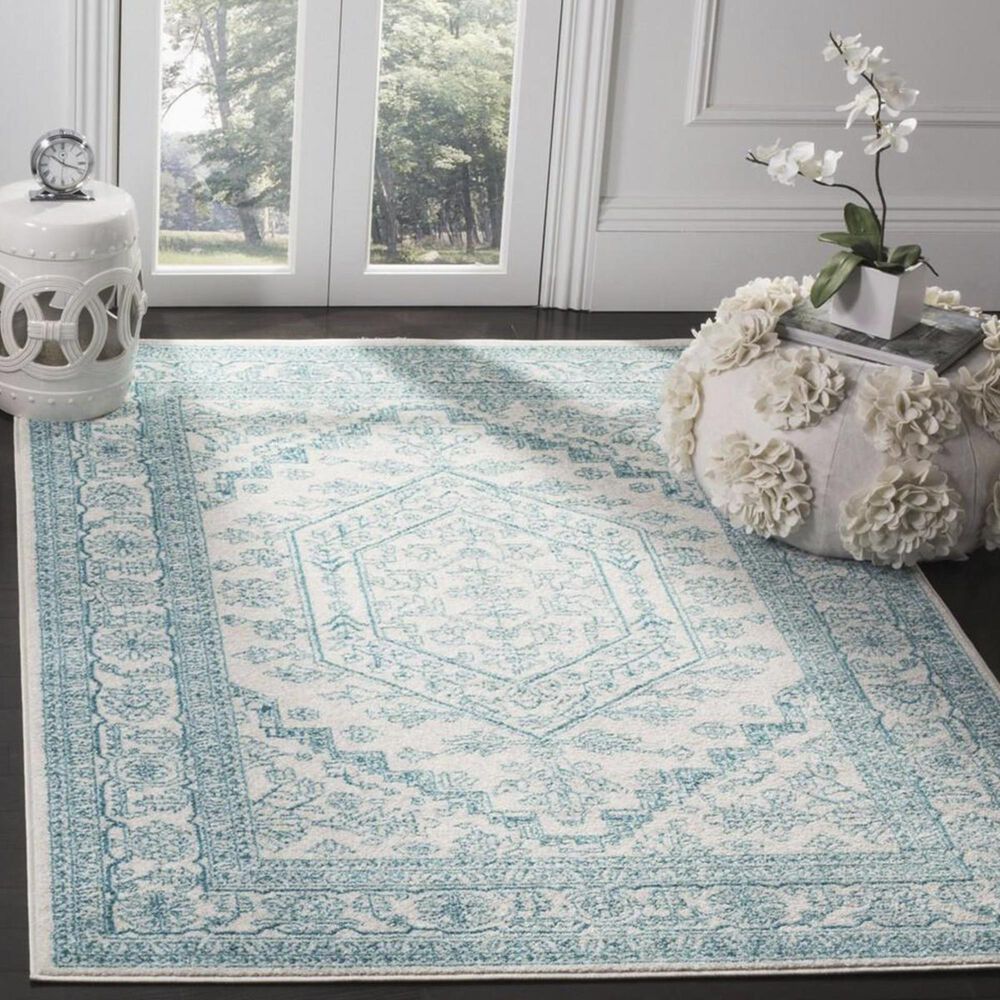 Safavieh Adirondack ADR108G 3&#39; x 5&#39; Ivory and Teal Area Rug, , large
