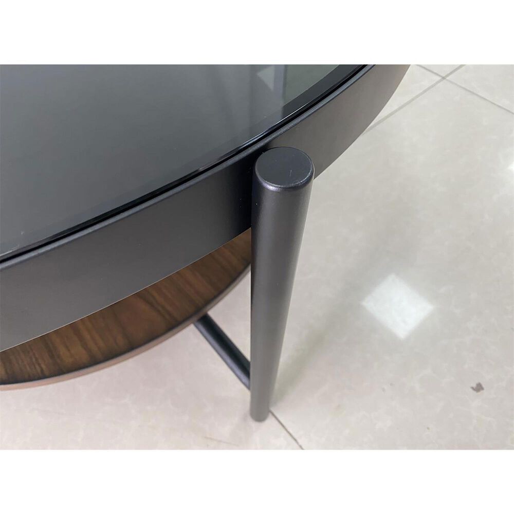 Shannon Hills Felix Round Coffee Table in Black and Walnut, , large