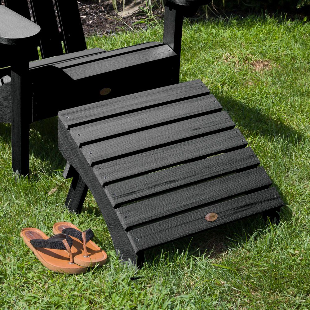 Highwood USA Hamilton Adirondack Chair &amp; Ottoman in Black, , large