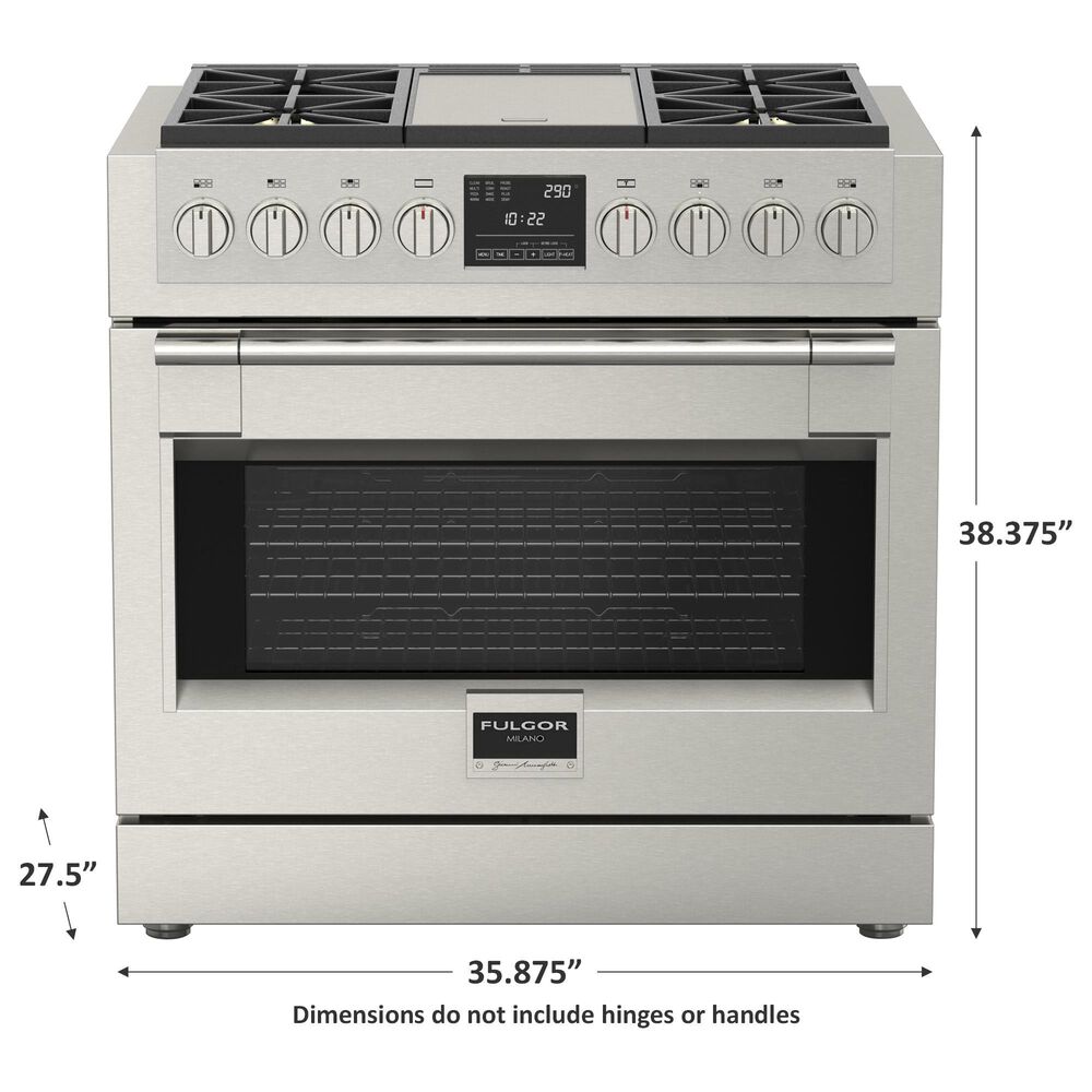Fulgor Milano Sofia 5.7 Cu. Ft. 36&quot; Professional Dual Fuel Range with  Trilaminate Griddle in Stainless Steel, , large