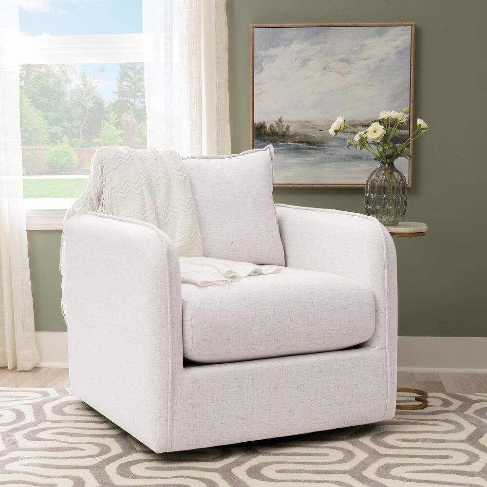 Linon Home Decor Bianca Swivel Accent Chair in Bone, , large