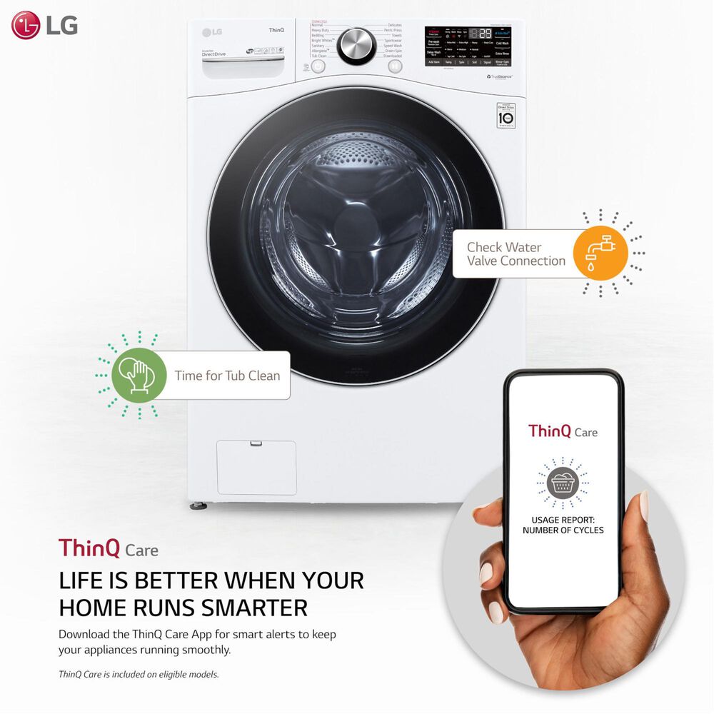 LG 7.4 Cu. Ft. Smart Front Load Electric Dryer with TurboSteam in White, , large