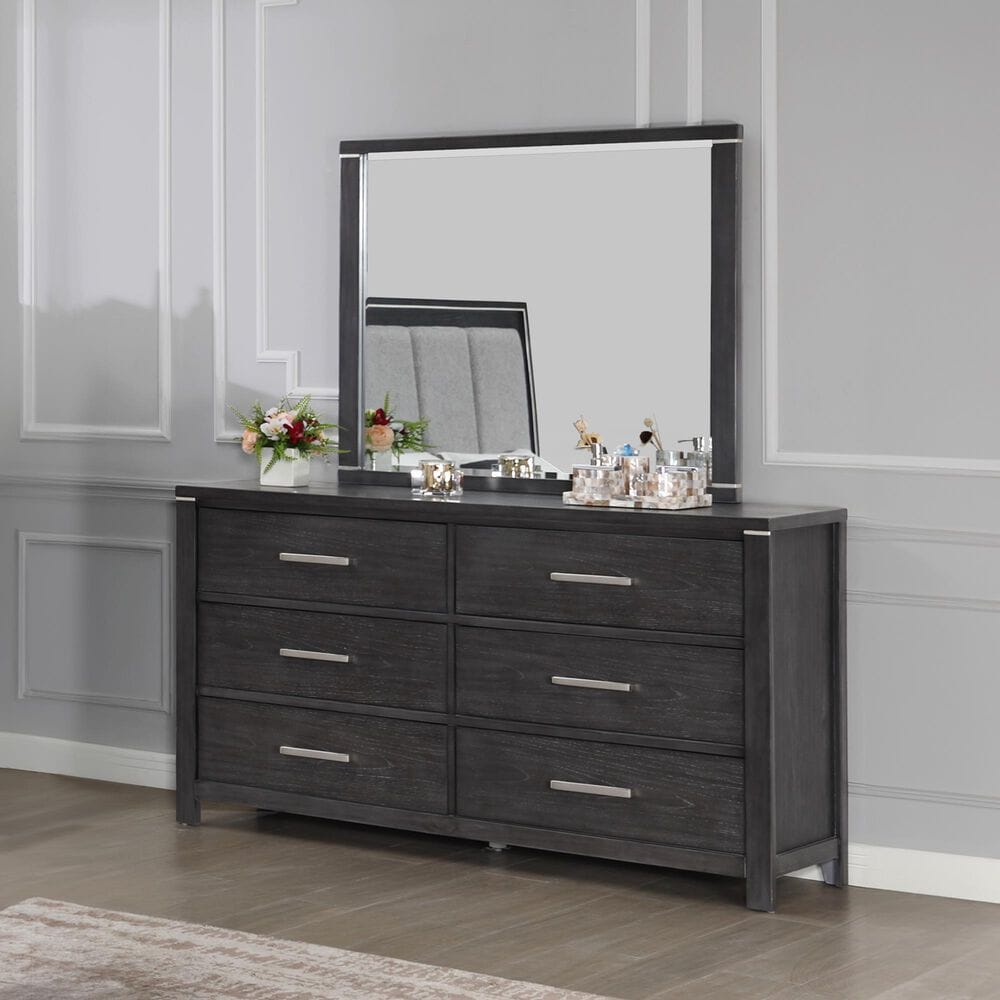 New Heritage Design Odessa Dresser Mirror in Charcoal Gray, , large