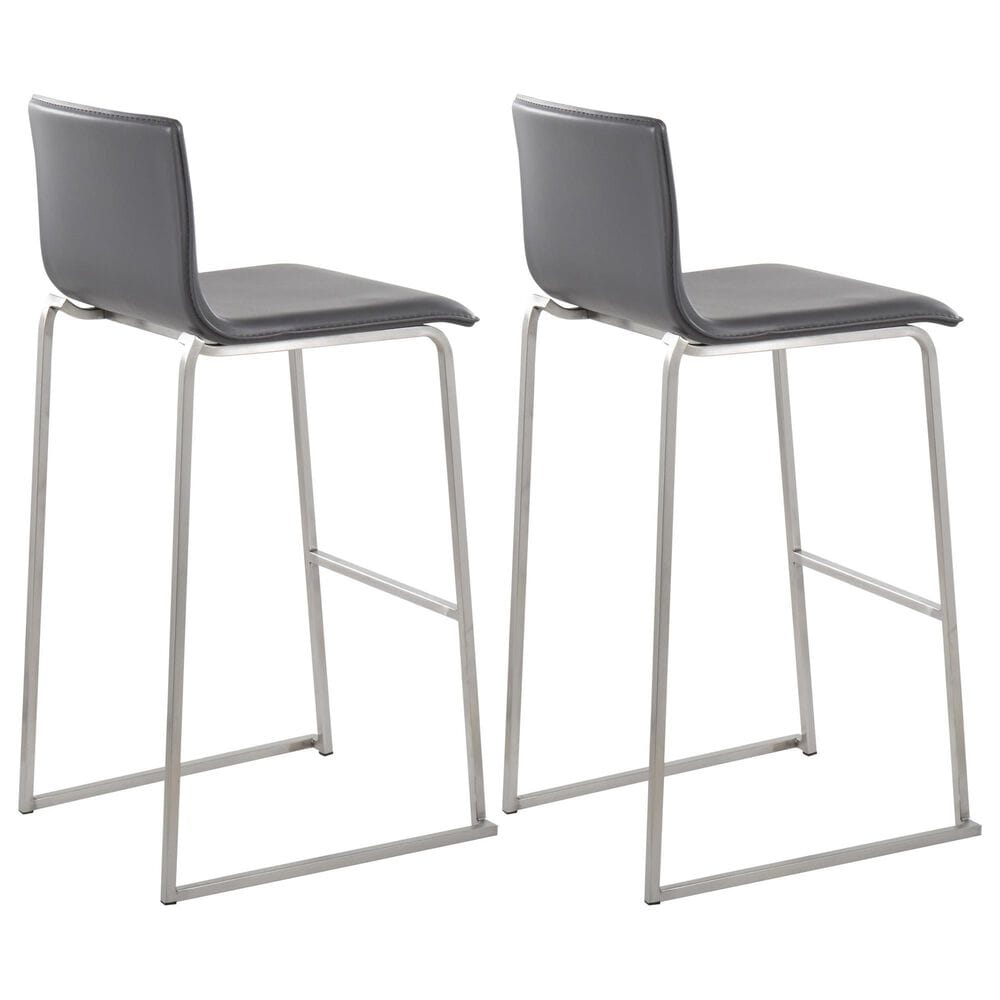 Lumisource Mara Barstool with Grey Cushion in Stainless Steel &#40;Set of 2&#41;, , large