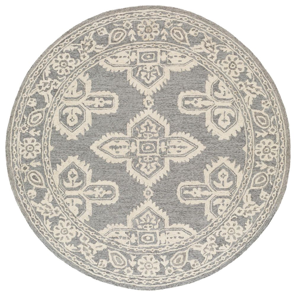 Surya Granada GND-2302 6' Round Medium Gray and Beige Area Rug, , large