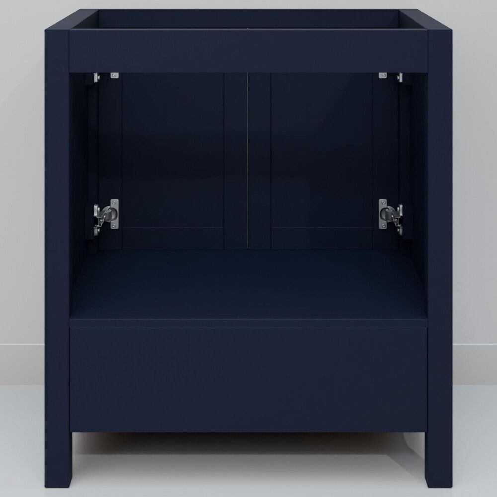 Lexora Home Jacques 30&quot; Single Bathroom Vanity in Navy Blue with 2 cm White Carrara Marble Top and Rectangular Sink, , large