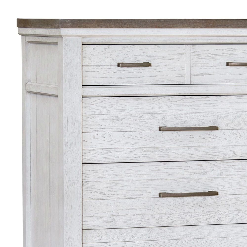 Sasha Lee Traditional 5 Smooth Drawer Chest in White and Brown, , large