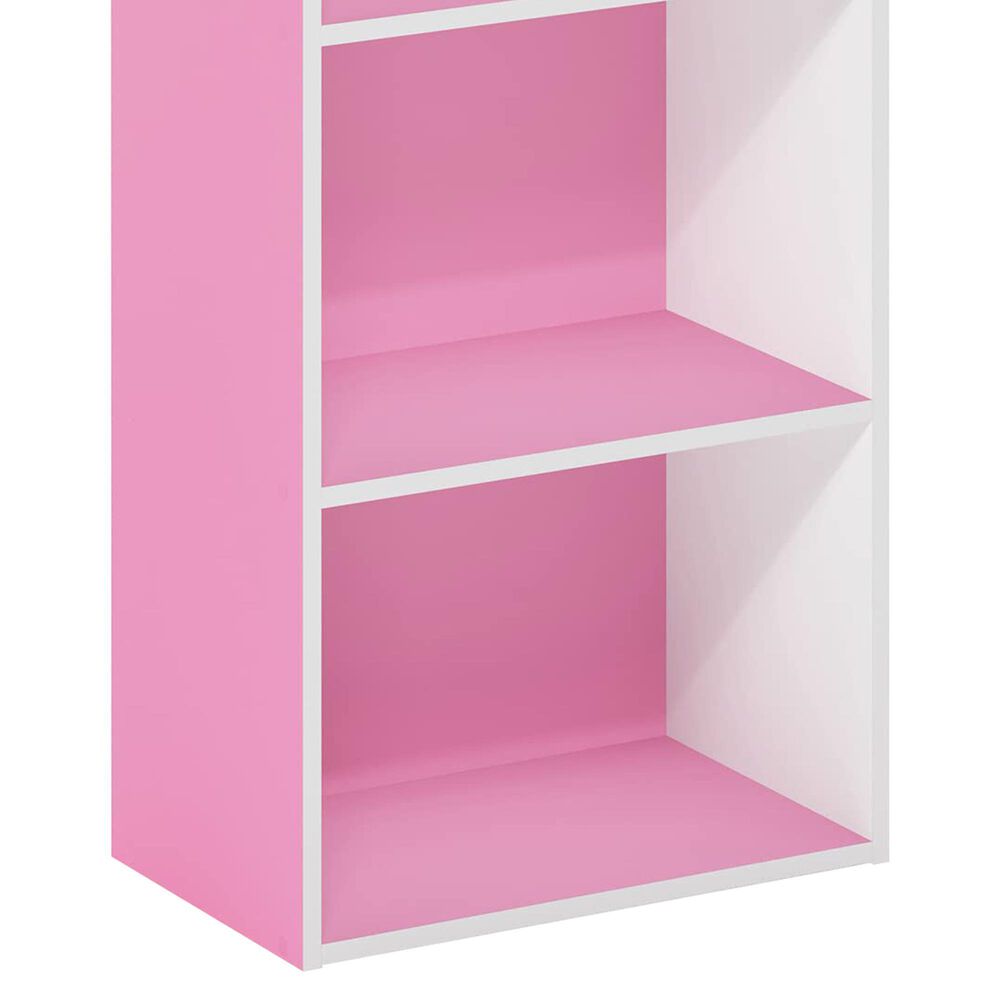 HOMLUX 3-Tier Open Shelf Bookcase in Pink and White, , large